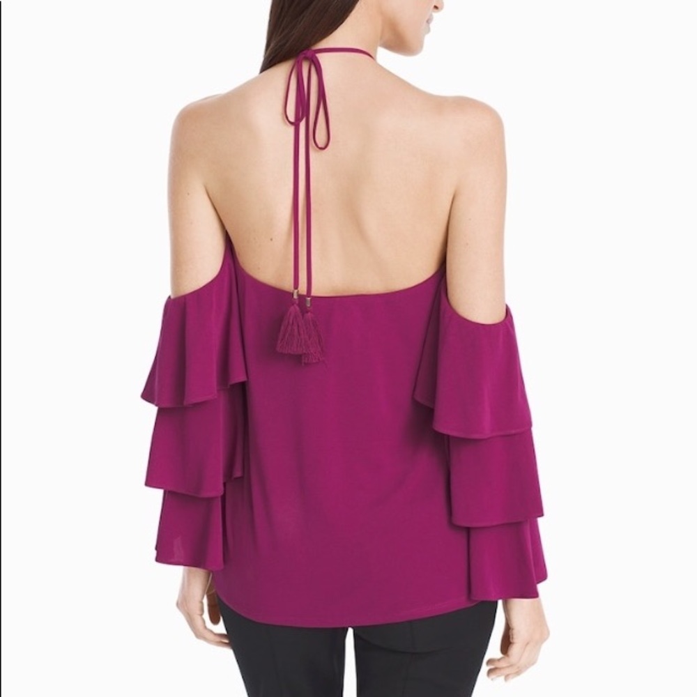 🎁White House Black Market 3/4 Sleeve Tiered Top - Picture 2 of 6